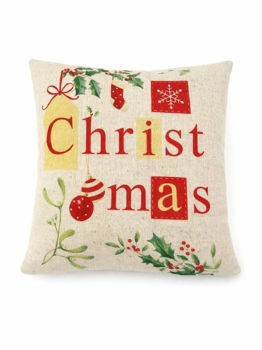 Off White Christmas Pillow Cover Zipper Decorative